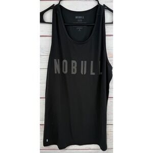 NoBull Mens High-Neck Training Tank Black Logo Gym Workout Shirt Size M